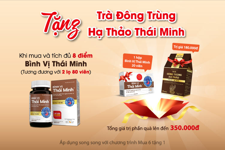Ưu đãi hấp dẫn tháng 3: Tặng trà Đông Trùng Hạ Thảo Thái Minh khi mua Bình Vị Thái Minh 1