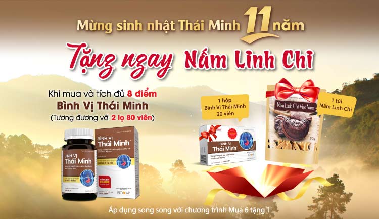 Dành tặng độc giả báo Dân Trí: Tặng ngay Nấm Linh Chi khi mua Bình Vị Thái Minh 1