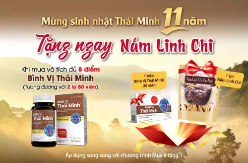 Mừng sinh nhật Dược phẩm Thái Minh 11 tuổi: Tặng ngay nấm linh chi khi mua Bình Vị Thái Minh