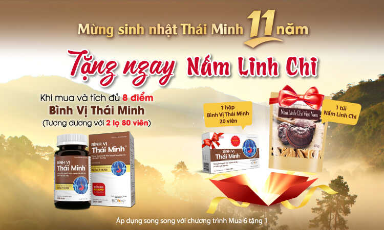 Mừng sinh nhật Dược phẩm Thái Minh 11 tuổi: Tặng ngay nấm linh chi khi mua Bình Vị Thái Minh 1